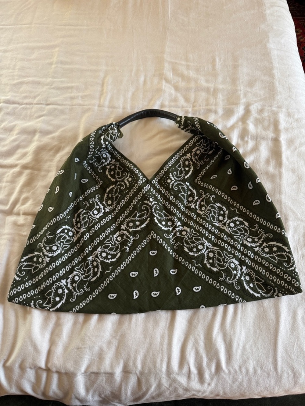 Olive Green Bandana-Print Shoulder Bag